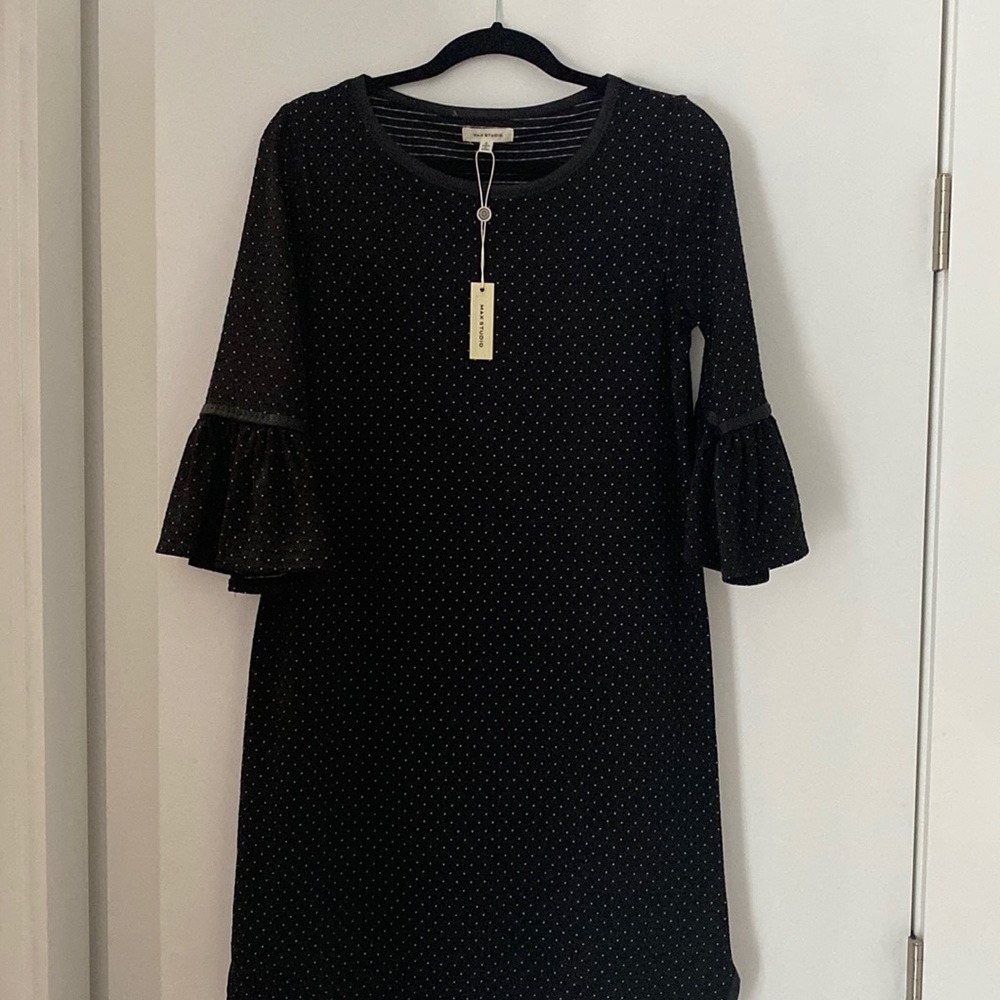 Max Studio black w/dots 3/4 sleeve dress.